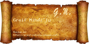 Greif Mihály névjegykártya